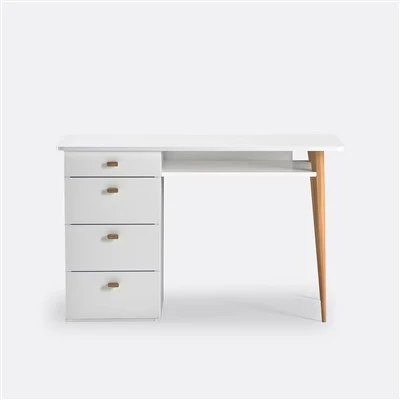 Desk tal-Uffiċċju abjad bil-ħażna